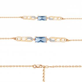 Браслет из золочёного серебра AQUAMARINE А7475788А-п с фианитом и турмалином А7475788А-п фото