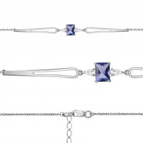 Серебряный браслет AQUAMARINE А74768603 с фианитом и танзанитом А74768603 фото