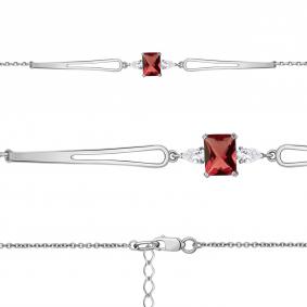 Серебряный браслет AQUAMARINE А7476885 с фианитом и гранатом А7476885 фото