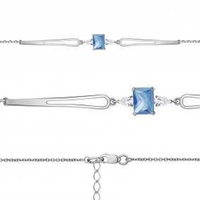 Серебряный браслет AQUAMARINE А7476892 с топазом и фианитом А7476892 фото