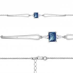 Серебряный браслет AQUAMARINE А7476893 с фианитом и Лондон топазом А7476893 фото