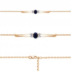 Браслет из золочёного серебра AQUAMARINE А74771Н-п с фианитом и гидротермальным сапфиром А74771Н-п фото