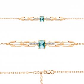 Браслет из золочёного серебра AQUAMARINE А7477288А-п с фианитом и турмалином А7477288А-п фото