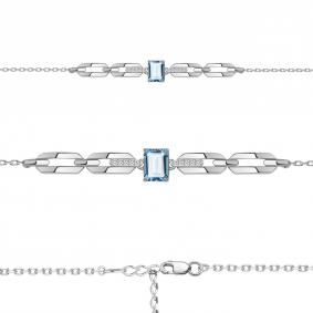 Серебряный браслет AQUAMARINE А7477288А с фианитом и турмалином А7477288А фото