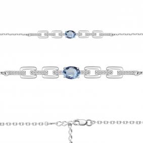 Серебряный браслет AQUAMARINE А7477705А с топазом и фианитом А7477705А фото