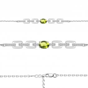 Серебряный браслет AQUAMARINE А7477707А с фианитом и хризолитом А7477707А фото