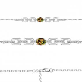 Серебряный браслет AQUAMARINE А7477719А с фианитом и султанитом А7477719А фото