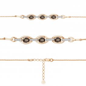 Браслет из золочёного серебра AQUAMARINE А7477801А-п с фианитом и кварцем А7477801А-п фото