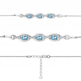 Серебряный браслет AQUAMARINE А7477805А с топазом и фианитом А7477805А фото
