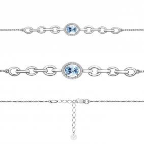 Серебряный браслет AQUAMARINE А7477905А с топазом и фианитом А7477905А фото