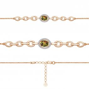 Браслет из золочёного серебра AQUAMARINE А7477919А-п с фианитом и султанитом А7477919А-п фото