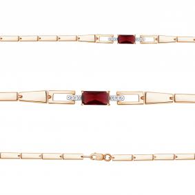 Браслет из золочёного серебра AQUAMARINE А7478085А-п с фианитом и гранатом А7478085А-п фото