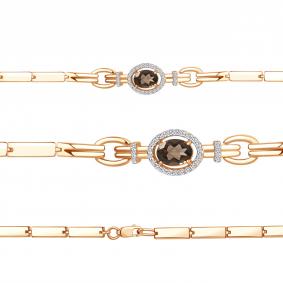 Браслет из золочёного серебра AQUAMARINE А7478201А-п с фианитом и кварцем А7478201А-п фото