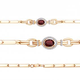 Браслет из золочёного серебра AQUAMARINE А7478203А-п с фианитом и гранатом А7478203А-п фото