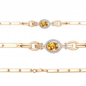 Браслет из золочёного серебра AQUAMARINE А7478206А-п с фианитом и цитрином А7478206А-п фото