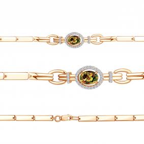 Браслет из золочёного серебра AQUAMARINE А7478219А-п с фианитом и султанитом А7478219А-п фото