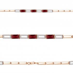 Браслет из золочёного серебра AQUAMARINE А7478485А-п с фианитом и гранатом А7478485А-п фото