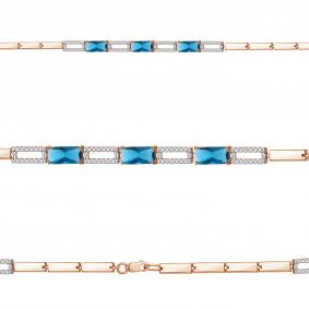 Браслет из золочёного серебра AQUAMARINE А7478493А-п с фианитом и Лондон топазом А7478493А-п фото