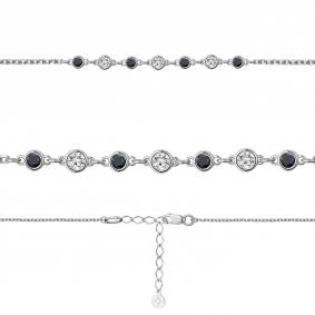 Серебряный браслет AQUAMARINE А74804АЧ с фианитом и ювелирным кристаллом А74804АЧ фото