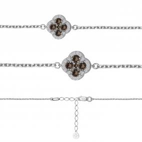 Серебряный браслет AQUAMARINE А7485201А с фианитом и кварцем А7485201А фото