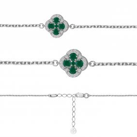 Серебряный браслет AQUAMARINE А7485209А с фианитом и агатом А7485209А фото