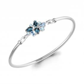 Серебряный браслет AQUAMARINE А7487766 с топазом и Лондон топазом А7487766 фото