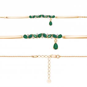 Браслет из золочёного серебра AQUAMARINE А7490609А-п с фианитом и агатом А7490609А-п фото