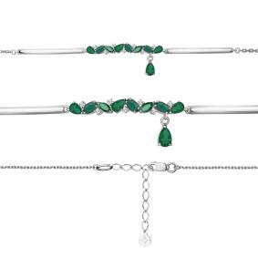 Серебряный браслет AQUAMARINE А7490609А с фианитом и агатом А7490609А фото