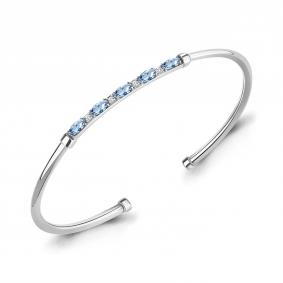 Серебряный браслет AQUAMARINE А7490705А с топазом и фианитом А7490705А фото