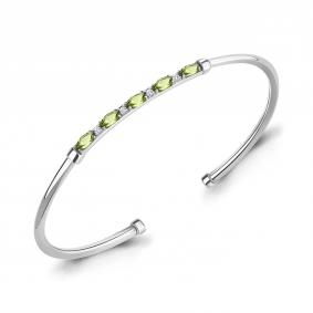 Серебряный браслет AQUAMARINE А7490707А с фианитом и хризолитом А7490707А фото