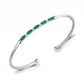 Серебряный браслет AQUAMARINE А7490709А с фианитом и агатом А7490709А фото