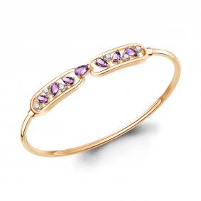 Серебряный браслет AQUAMARINE А7498204А-п с фианитом и аметистом А7498204А-п фото
