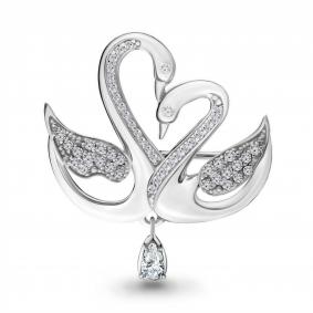 Серебряная брошь AQUAMARINE А77301А с фианитом А77301А фото