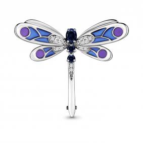 Серебряная брошь AQUAMARINE с витражной эмалью,фианитом и гидротермальным сапфиром А77302Б А77302Б фото