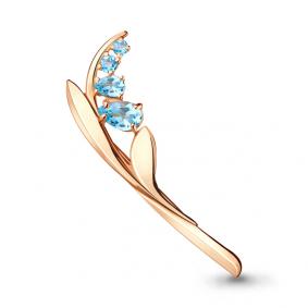 Брошь из золочёного серебра AQUAMARINE А7730505-п с топазом А7730505-п фото