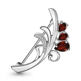 Серебряная брошь AQUAMARINE А7730703А с фианитом и гранатом А7730703А фото