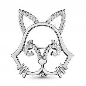 Серебряная брошь AQUAMARINE А77323А с фианитом А77323А фото