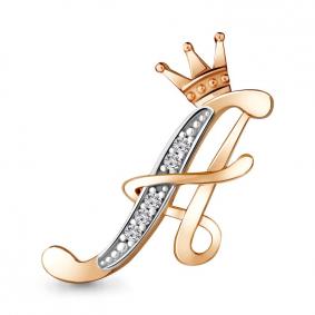Брошь из золочёного серебра AQUAMARINE А77329А-п с фианитом А77329А-п фото