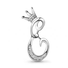 Серебряная брошь-буква Е AQUAMARINE с фианитом А77332А А77332А фото
