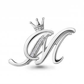 Серебряная брошь-буква М AQUAMARINE с фианитом А77335А А77335А фото