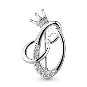 Серебряная брошь-буква О AQUAMARINE с фианитом А77337А А77337А фото