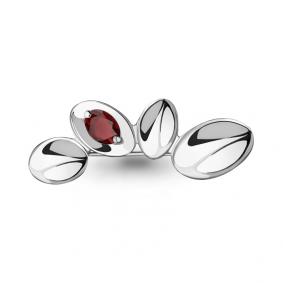 Серебряная брошь AQUAMARINE А7734703 с гранатом А7734703 фото