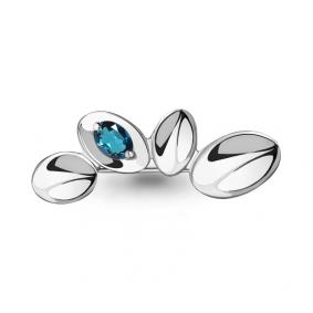 Серебряная брошь AQUAMARINE А7734708 с Лондон топазом А7734708 фото