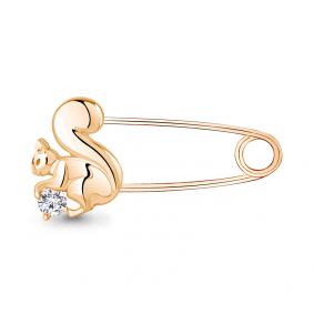 Булавка из золочёного серебра AQUAMARINE А77392А-п с фианитом А77392А-п фото