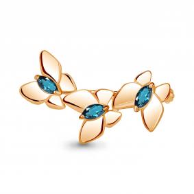 Брошь из золочёного серебра AQUAMARINE А7742405-п с топазом А7742405-п фото