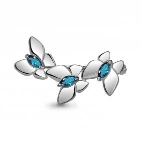 Серебряная брошь AQUAMARINE А7742408 с Лондон топазом А7742408 фото