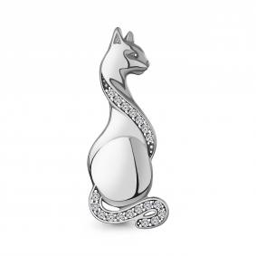 Серебряная брошь AQUAMARINE А77433А с фианитом А77433А фото
