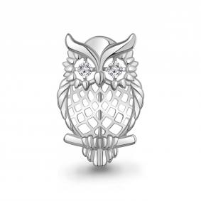 Серебряная брошь AQUAMARINE А77491А с фианитом А77491А фото