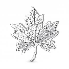 Серебряная брошь AQUAMARINE А77501А с фианитом А77501А фото