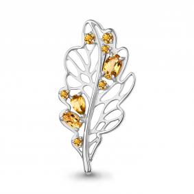 Серебряная брошь AQUAMARINE А7751306 с цитрином А7751306 фото